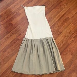 Zara White and sage green straplessSundress